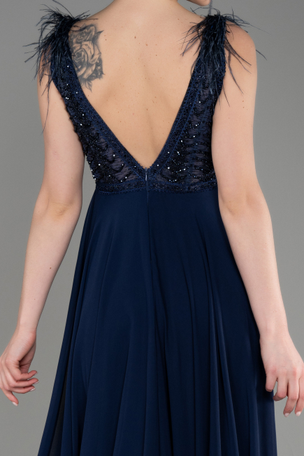 Abendkleid Lang Chiffon Marineblau ABU3856