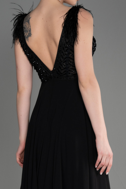 Abendkleid Lang Chiffon Schwarz ABU3856