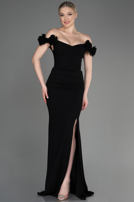 Abendkleid im Meerjungfrau-Stil Lang Schwarz ABU3891