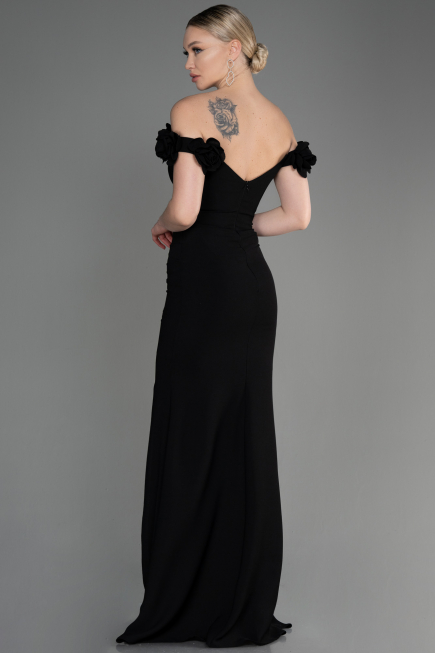 Abendkleid im Meerjungfrau-Stil Lang Schwarz ABU3891