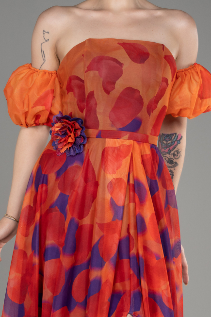 Abendkleid Lang Orange ABU3903