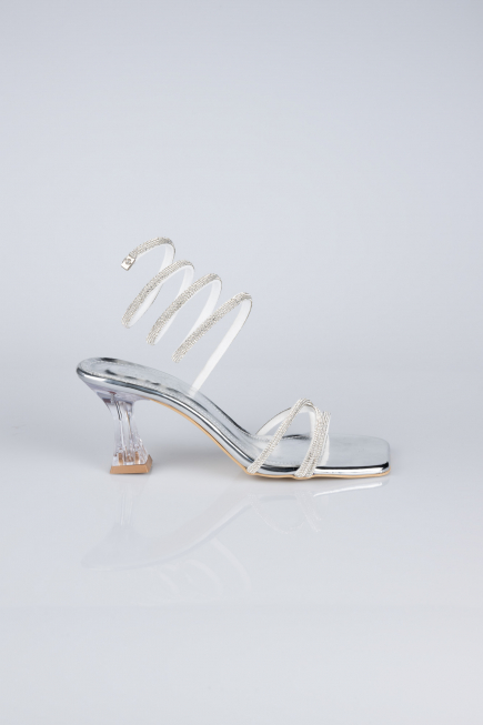 Party-Schuhe Steinbesetzt Silber AB2002