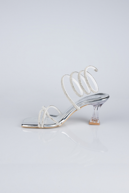 Party-Schuhe Steinbesetzt Silber AB2002