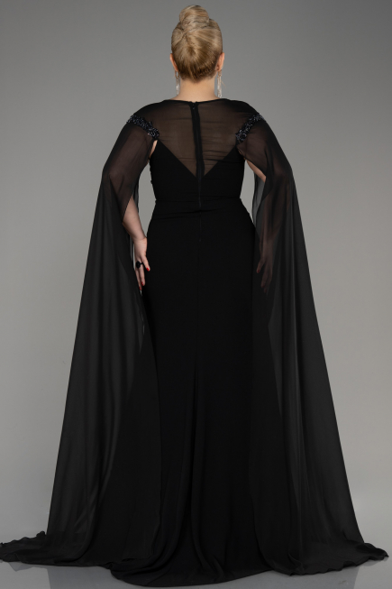 Abendgarderobe in Großen Größen Lang Chiffon Schwarz ABU3913