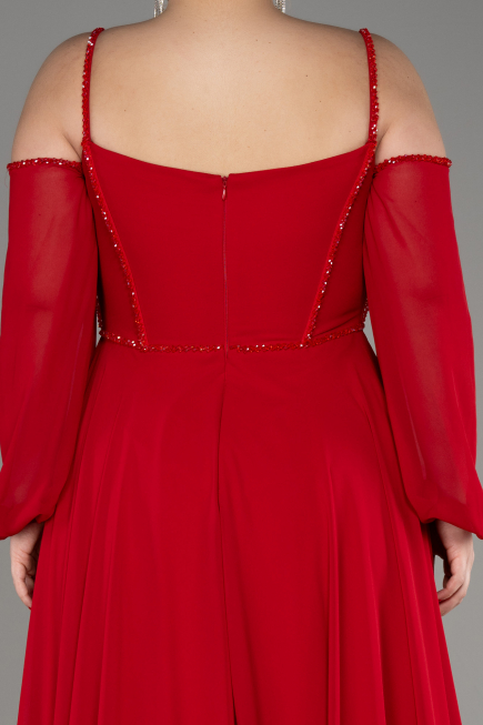 Abendkleid Lang Chiffon Rot ABU3914