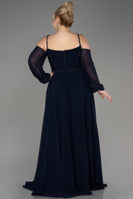 Abendkleid Lang Chiffon Marineblau ABU3914