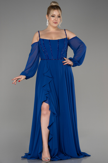 Abendkleid Lang Chiffon Sächsischblau ABU3914