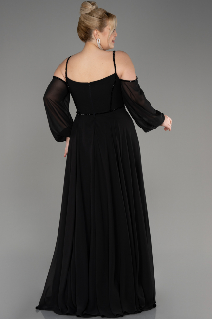Verlobungskleid In Übergröße Lang Chiffon Schwarz ABU3915