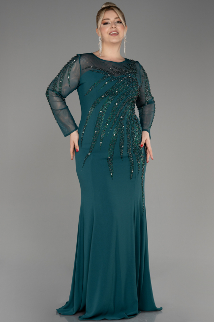 Abendkleid in Übergröße Lang Smaragdgrün ABU3928