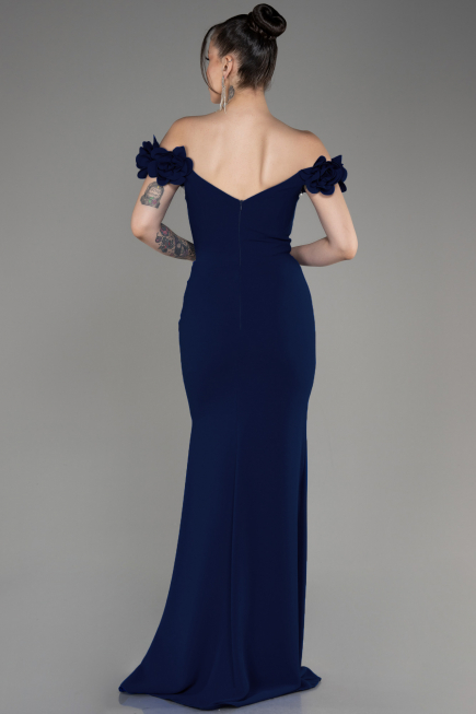 Marineblau Abendkleid İm Meerjungfrau-Stil Lang ABU3891