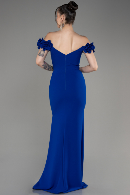 Sächsischblau Abendkleid İm Meerjungfrau-Stil Lang ABU3891