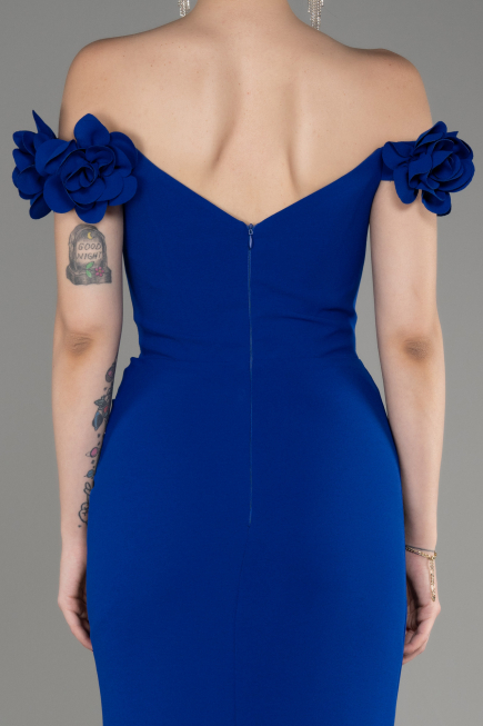 Sächsischblau Abendkleid İm Meerjungfrau-Stil Lang ABU3891