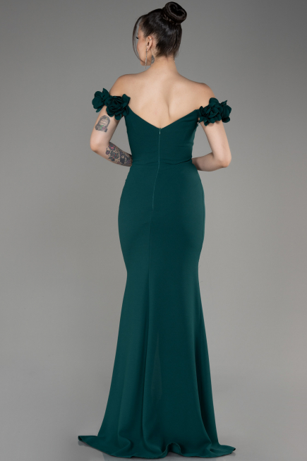 Smaragdgrün Abendkleid İm Meerjungfrau-Stil Lang ABU3891