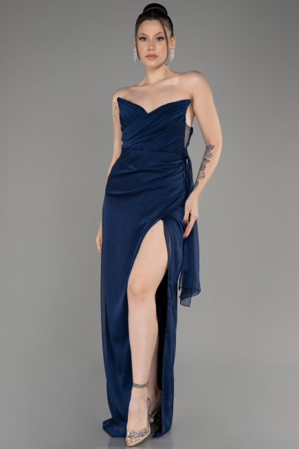 Abschlusskleid Lang Chiffon Marineblau ABU3947