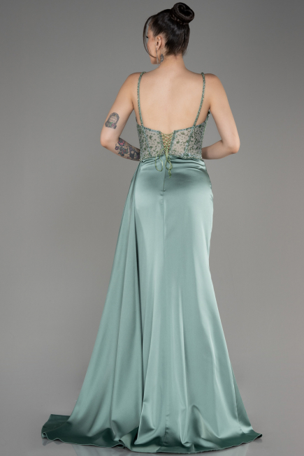 Abendkleid Lang Satin Türkis ABU3875
