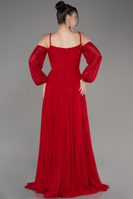 Abendkleid Lang Chiffon Rot ABU3914