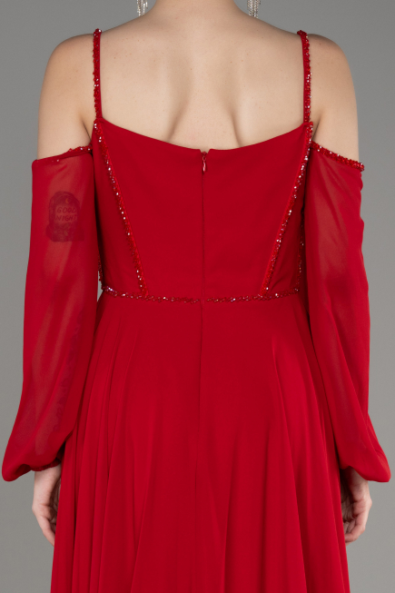 Abendkleid Lang Chiffon Rot ABU3914