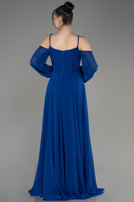 Abendkleid Lang Chiffon Sächsischblau ABU3914