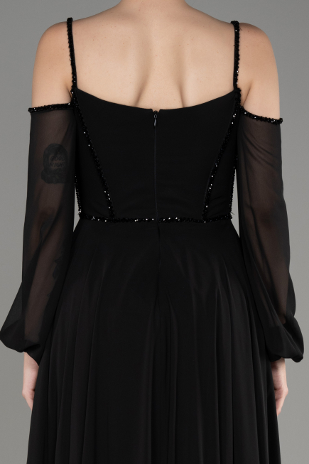 Abendkleid Lang Chiffon Schwarz ABU3914