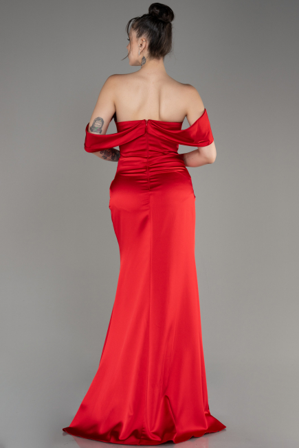 Abendkleid Lang Satin Rot ABU3964