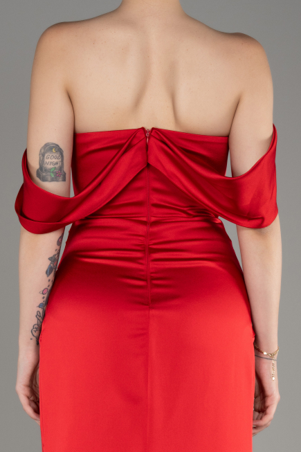 Abendkleid Lang Satin Rot ABU3964