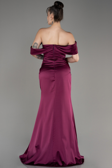 Abendkleid Lang Satin Kirschrot ABU3964