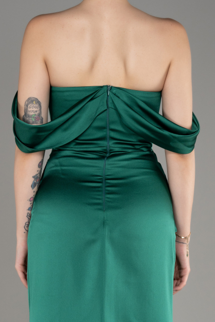 Abendkleid Lang Satin Smaragdgrün ABU3964