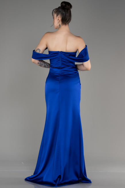 Abendkleid Lang Satin Sächsischblau ABU3964