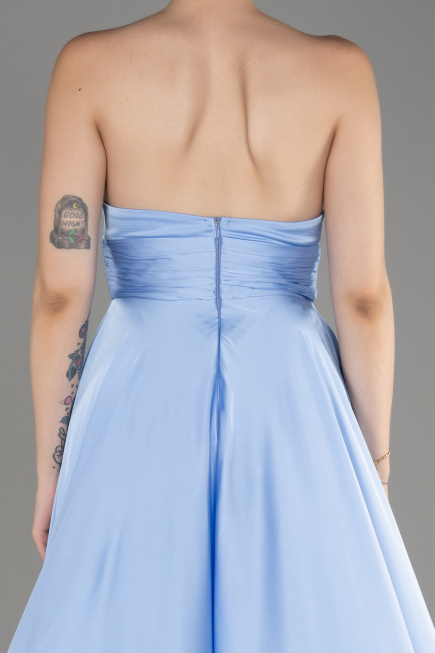 Abschlusskleid Lang Satin Eisblau ABU3965