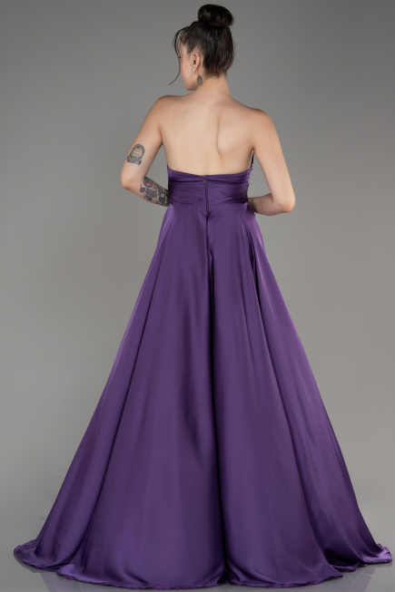 Abschlusskleid Lang Satin Flieder ABU3965