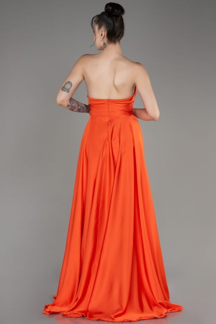 Abschlusskleid Lang Satin Orange ABU3965