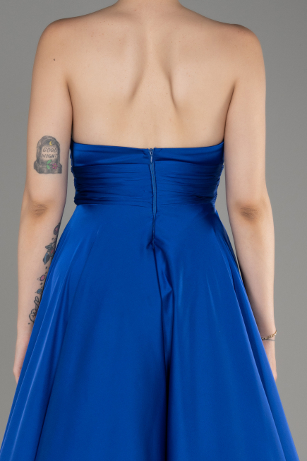 Abschlusskleid Lang Satin Sächsischblau ABU3965