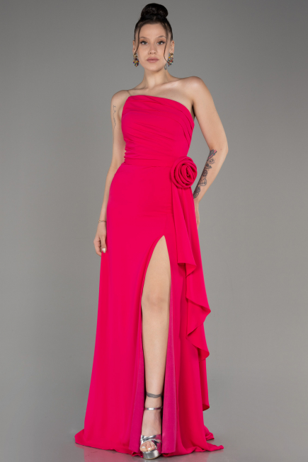 Abendkleid Lang Chiffon Fuchsie ABU3974