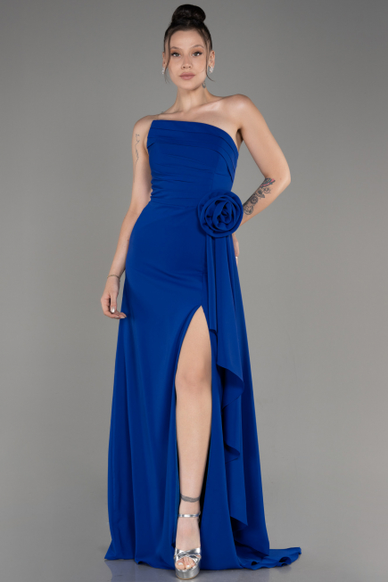 Abendkleid Lang Chiffon Sächsischblau ABU3974