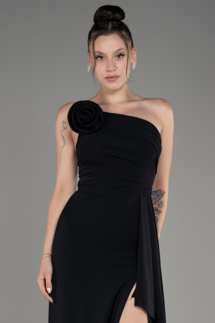Abendkleid Lang Chiffon Schwarz ABU3974