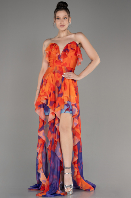 Abendkleid Lang Orange ABU3975