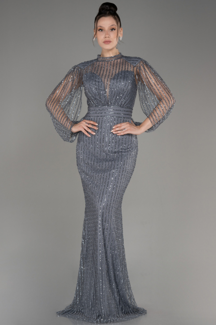 Abendkleid Lang Anthrazit ABU3981