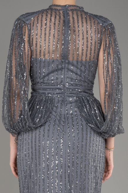 Abendkleid Lang Anthrazit ABU3981