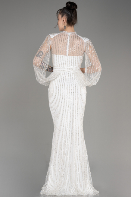 Abendkleid Lang Weiß ABU3981