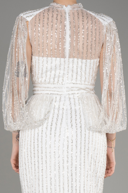 Abendkleid Lang Weiß ABU3981