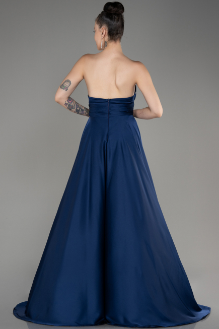 Abschlusskleid Lang Satin Marineblau ABU3965