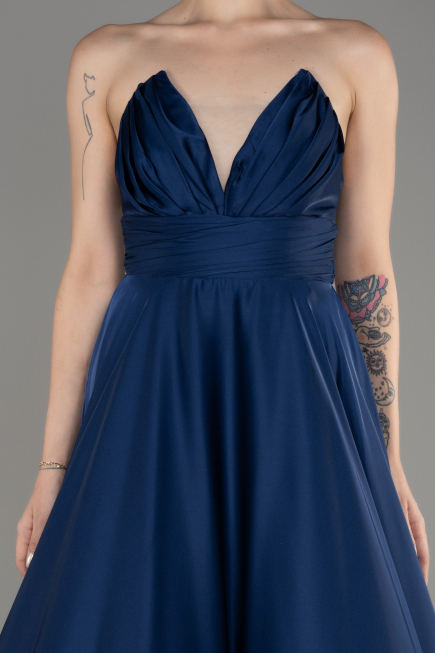 Abschlusskleid Lang Satin Marineblau ABU3965