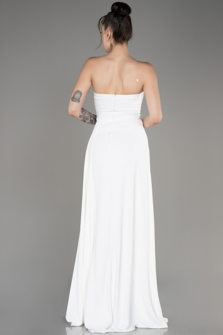 Abendkleid Lang Chiffon Weiß ABU3974