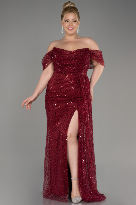 Weinrot Abendkleid Schuppig Lang ABU3577