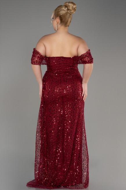 Weinrot Abendkleid Schuppig Lang ABU3577