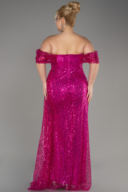 Fuchsie Abendkleid Schuppig Lang ABU3577