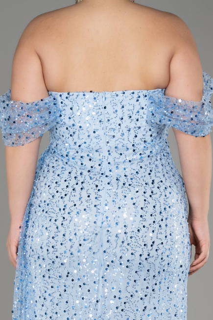 Blau Abendkleid Schuppig Lang ABU3577