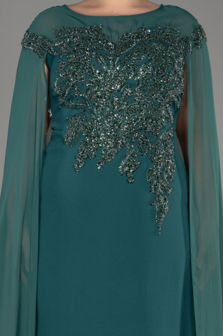 Abendgarderobe in Großen Größen Lang Chiffon Smaragdgrün ABU3913