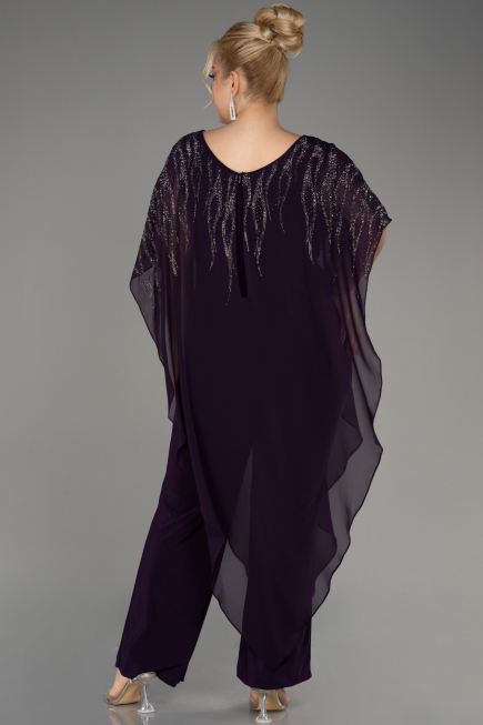 Violett dunkel Abendgarderobe İn Großen Größen Chiffon ABT111