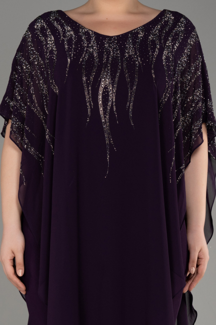 Violett dunkel Abendgarderobe İn Großen Größen Chiffon ABT111